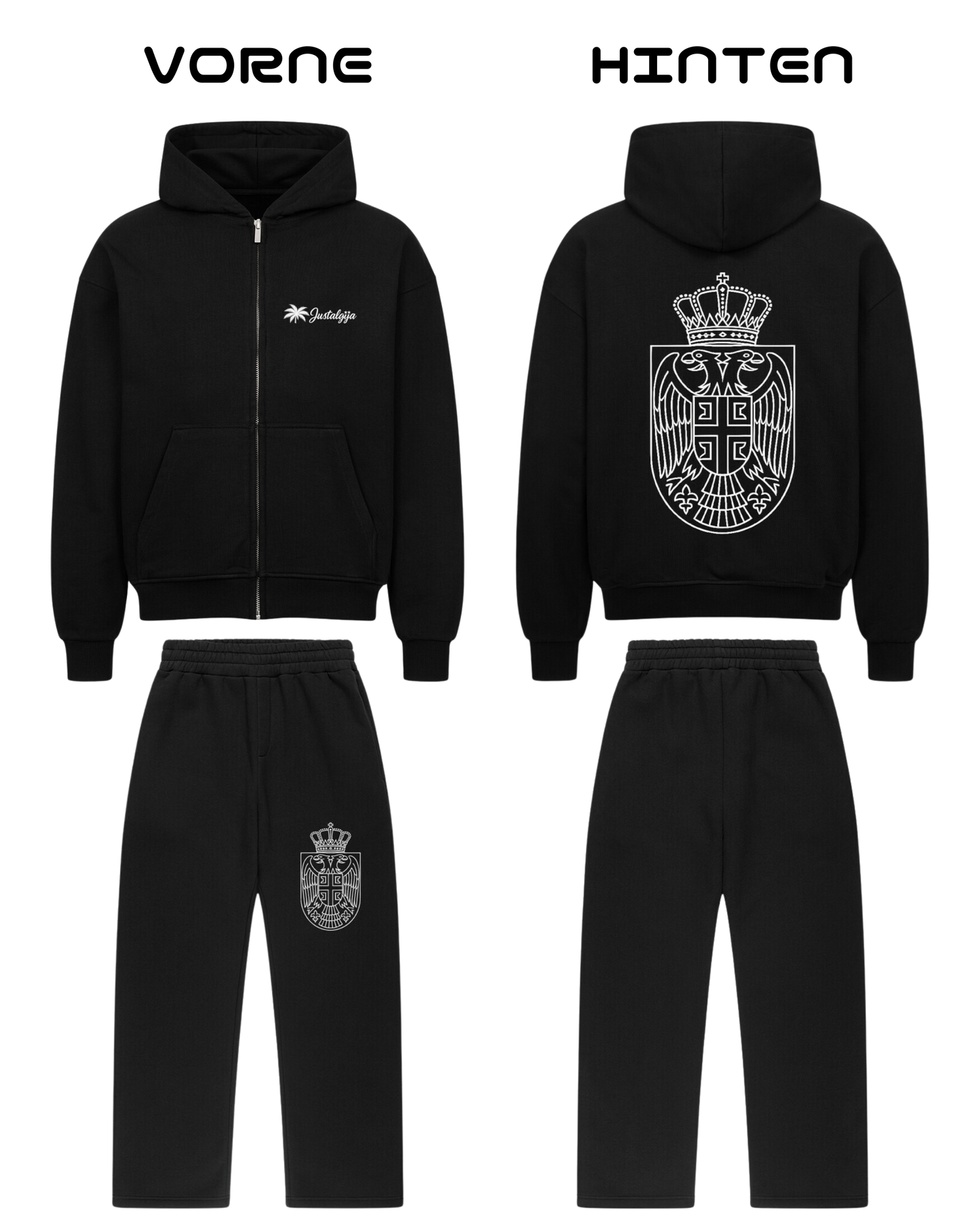 Serbien Trainingsanzug Schwarz